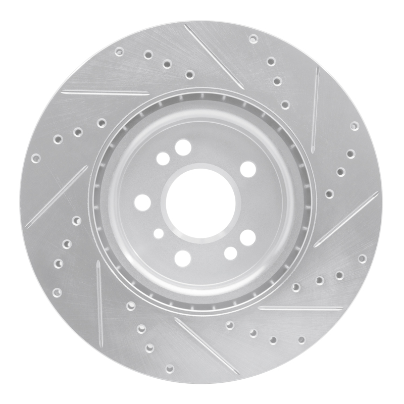 Mercedes-Benz ML350 Brake Rotor (1) - Front Left - R1 Concepts - Drilled & Slotted - Silver - `12-`18